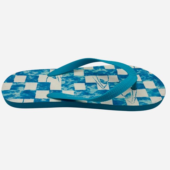 Unisex Cat & Jack Flip Flop Sandals Blue Checkered Water Print Thong Size M 2/3 - Picture 5 of 5